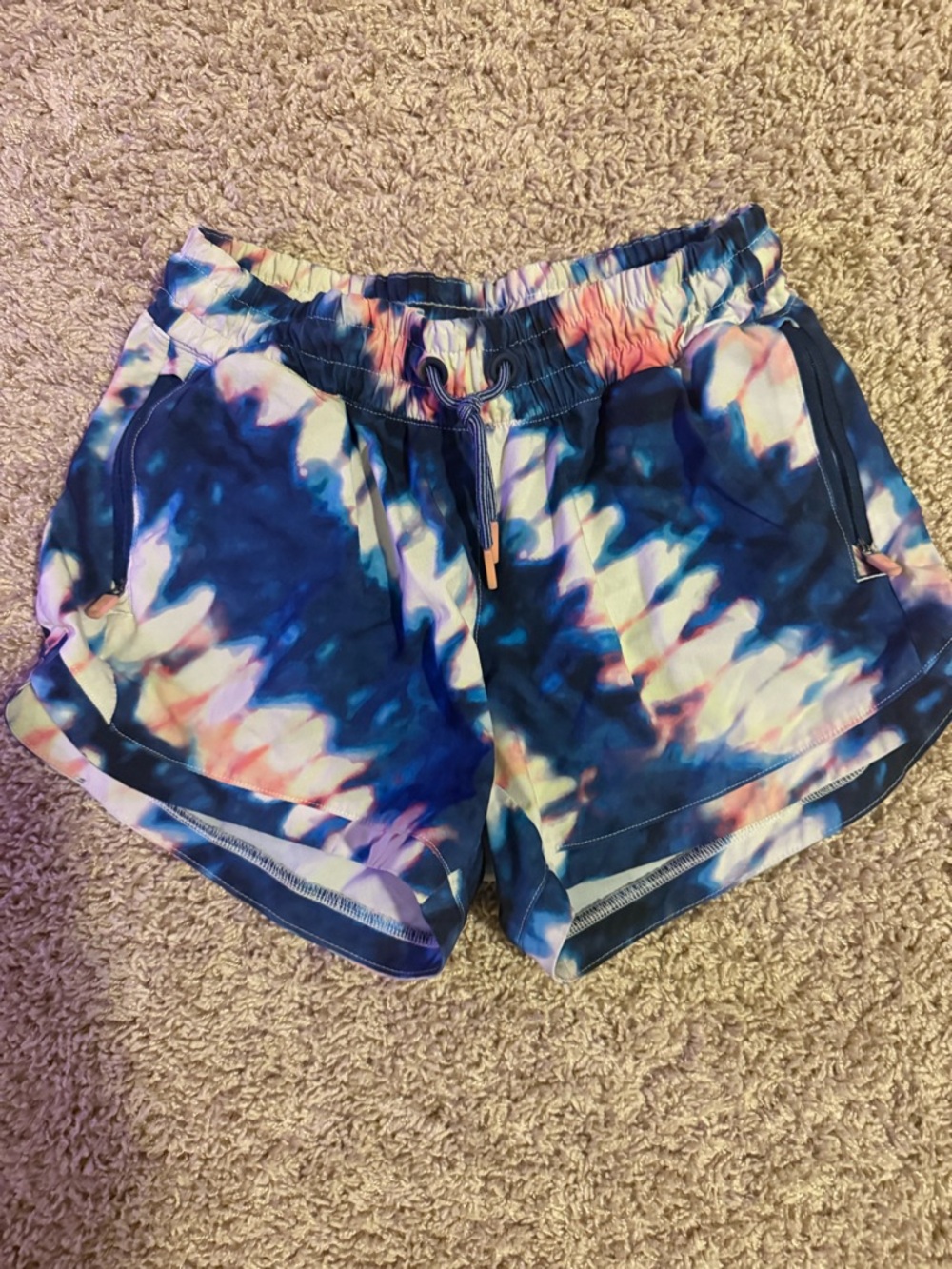 Athleta Girls Blue and Pink Tie-Dye Athletic Shorts